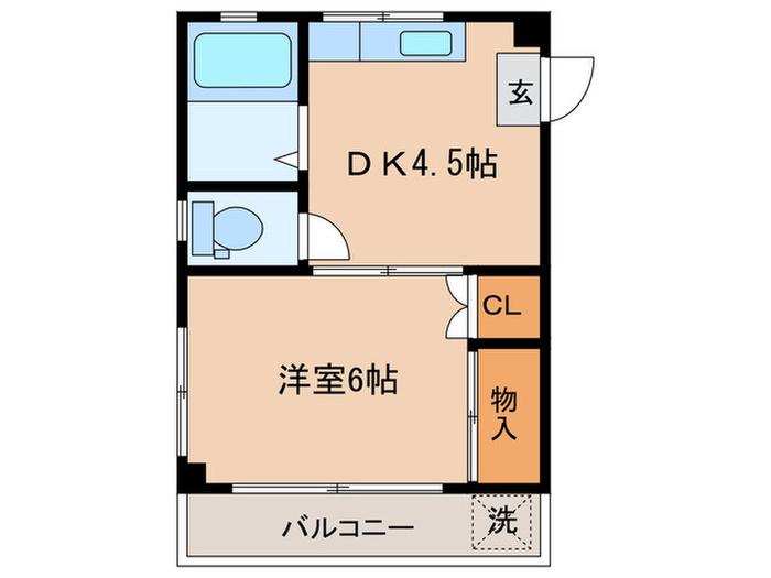 KDビル(1DK/3階)の間取り写真