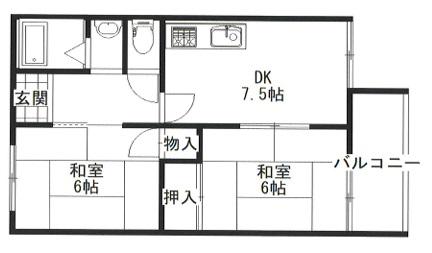 アシーネ加古川(2DK/1階)の間取り写真