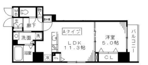 ラフィーネ日本橋(1LDK/8階)の間取り写真