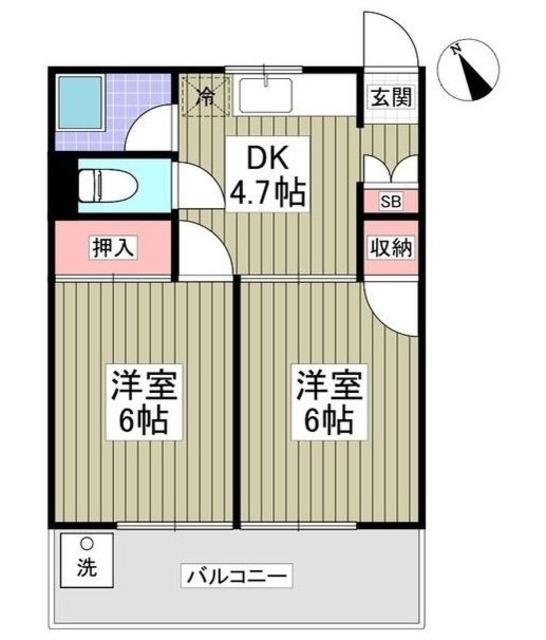 フタバハイツ(2DK/2階)の間取り写真