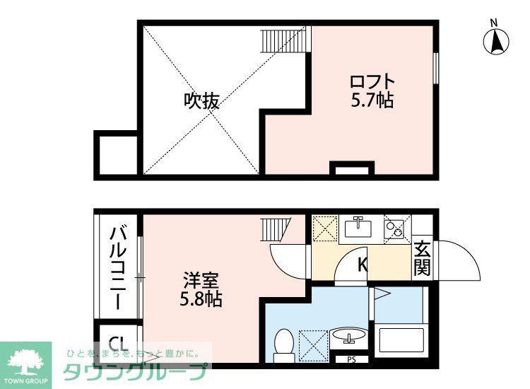 BRIGHT MAISON(1K/2階)の間取り写真