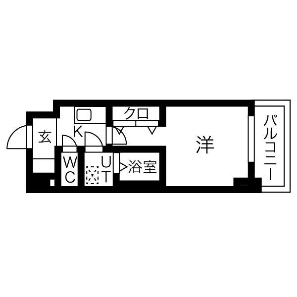 プライムアーバン仙台木町通(1K/4階)の間取り写真