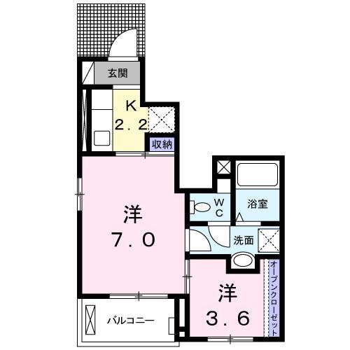サンパティークII(1K/1階)の間取り写真
