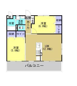 ボナール霧島(2LDK/1階)の間取り写真