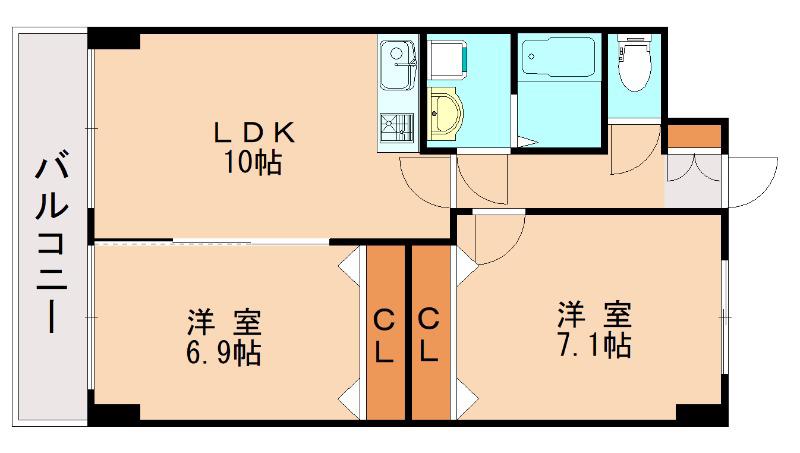 NO.93 ORIENTBLD マリナゲート(2LDK/7階)の間取り写真