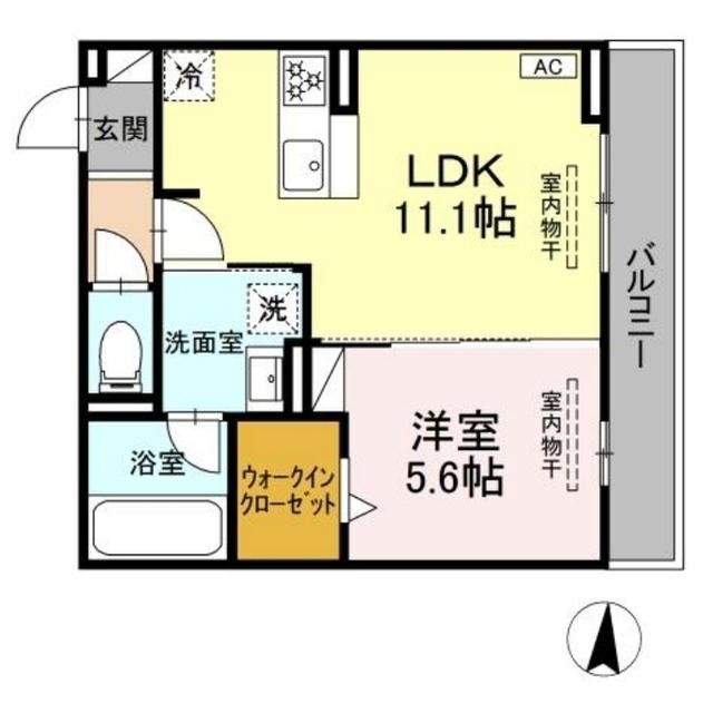 D CREST 若松町(1LDK/3階)の間取り写真