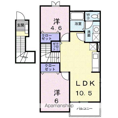 LUCKY・TENI(2LDK/2階)の間取り写真
