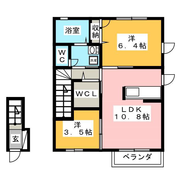 ハッピー8 B(2LDK/2階)の間取り写真