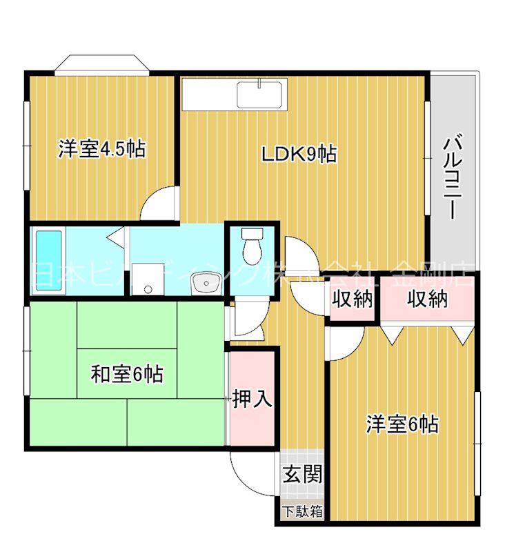 アドザックス宮崎A棟(3LDK/1階)の間取り写真