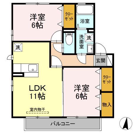 レジデンス-Y(2LDK/2階)の間取り写真