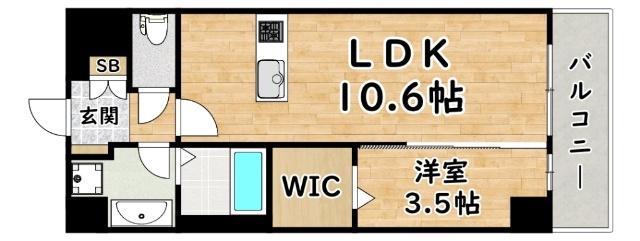 スプランディッドIX(1LDK/2階)の間取り写真