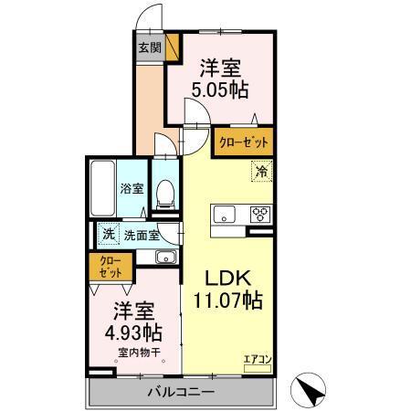 フジヴェール 七番館(2LDK/2階)の間取り写真