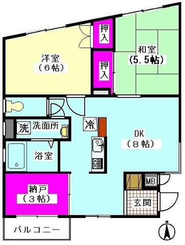 ヴィラ・セリーズ(2SDK/2階)の間取り写真