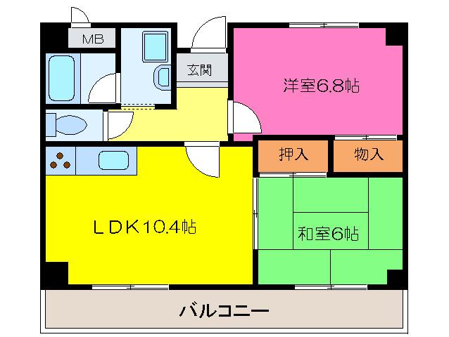 プラザ松治33(2LDK/5階)の間取り写真