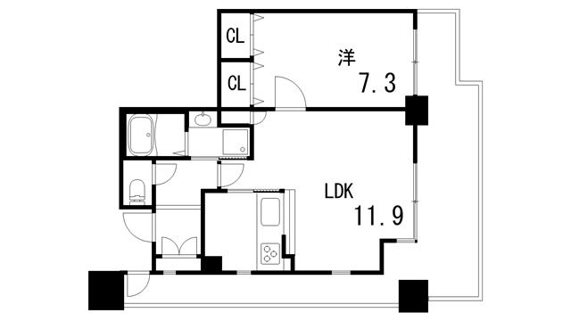 RICイーストコート3番街101号棟(1LDK/17階)の間取り写真