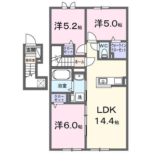 ヴィラK VII(3LDK/2階)の間取り写真
