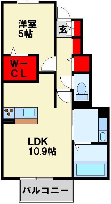 グラン フィオーレ(1LDK/1階)の間取り写真