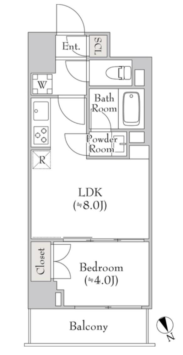 ルミーク関内II(1LDK/4階)の間取り写真