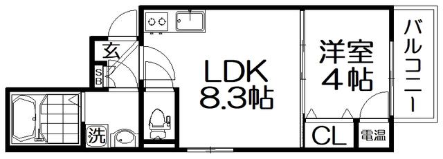 WEALTHY桜町(1LDK/3階)の間取り写真