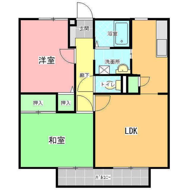 ラウンドフィールド霞(2LDK/1階)の間取り写真