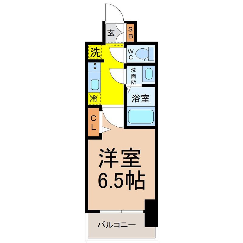 SOLメイクス新栄(1K/13階)の間取り写真