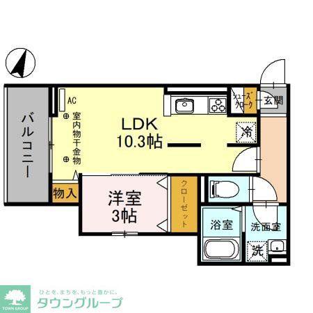 ロイヤルガーデンコート武蔵浦和(1LDK/3階)の間取り写真