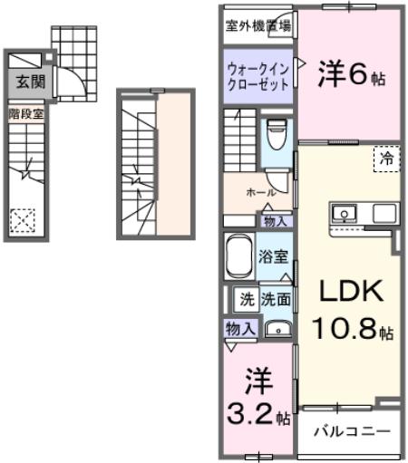 ピースフルⅢ(2LDK/3階)の間取り写真
