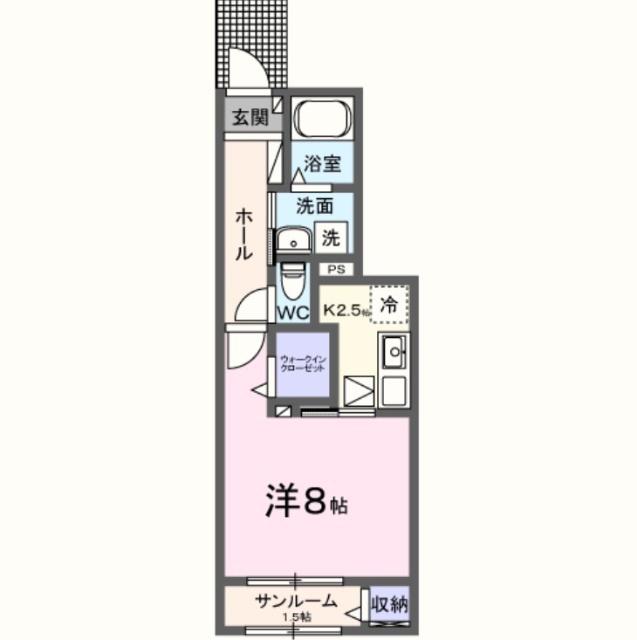 パラディス(1K/1階)の間取り写真