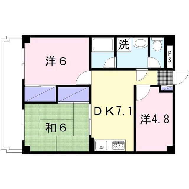 シティホーム桜ヶ丘(3DK/4階)の間取り写真