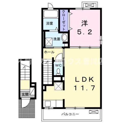 レインボー國府 B(1LDK/2階)の間取り写真