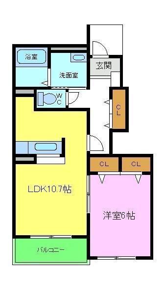 ボナール(1LDK/1階)の間取り写真
