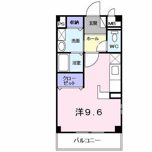 ベル・ブローテ(ワンルーム/2階)の間取り写真
