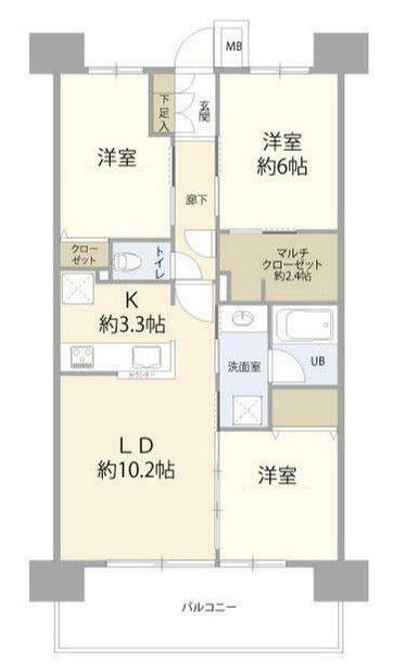 イニシア川口西青木(3LDK/5階)の間取り写真