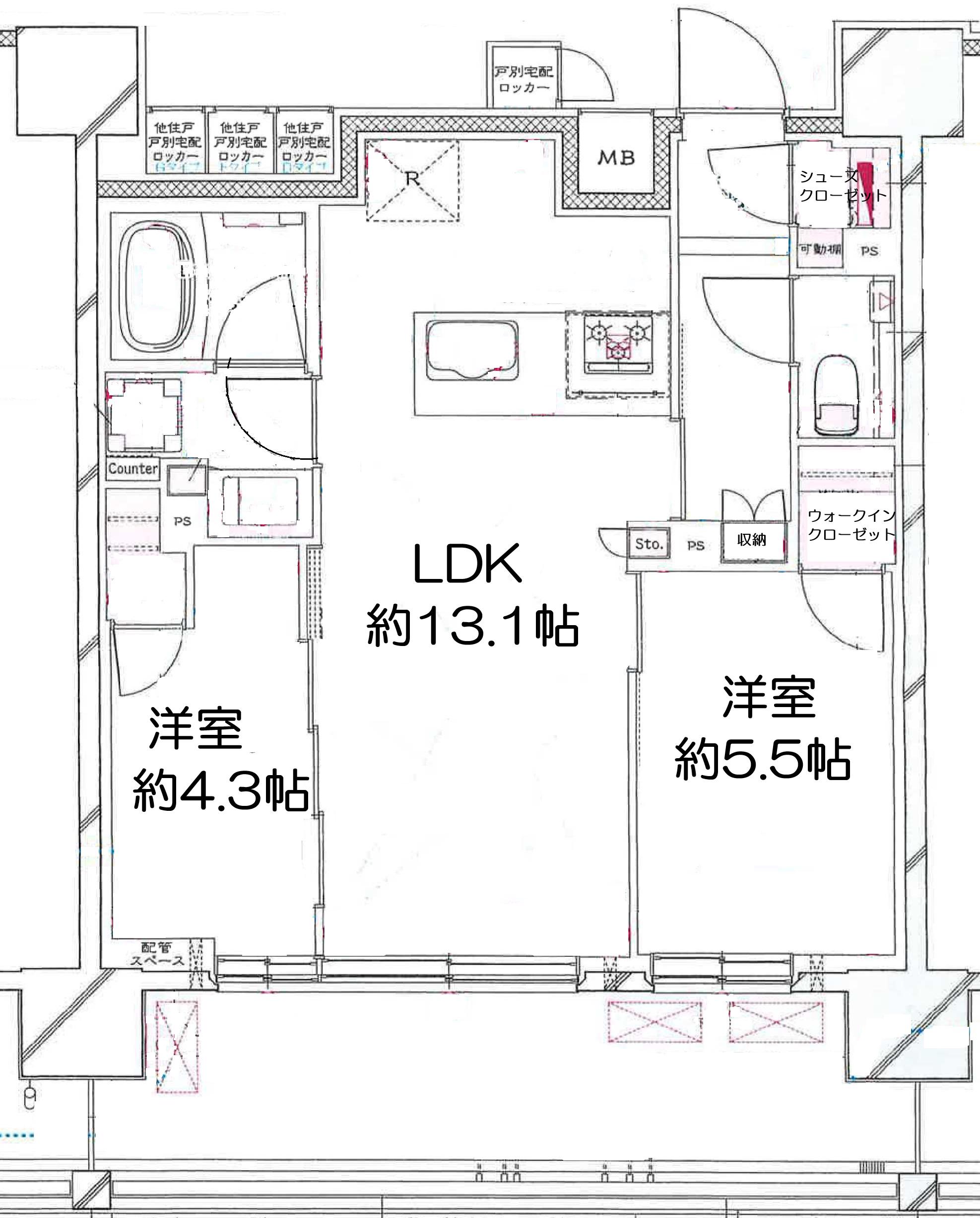 オーベルアーバンツ秋葉原(2LDK/9階)の間取り写真