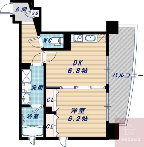 サンレムート江坂セカンド(1DK/7階)の間取り写真