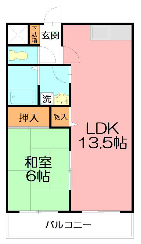 大井レジデンス(1LDK/3階)の間取り写真