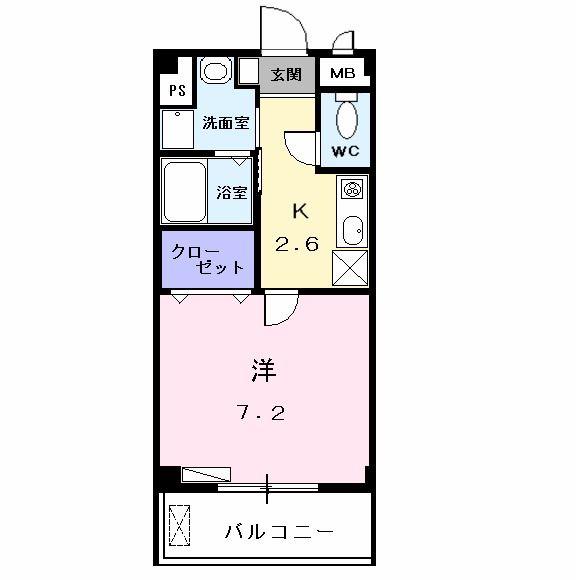 ウィステリアII(1K/2階)の間取り写真