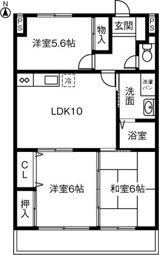 アーバンドエル柏原(3LDK/4階)の間取り写真