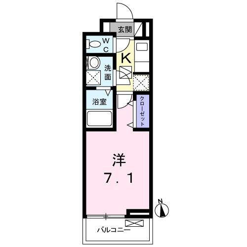 サンライズY(1K/1階)の間取り写真