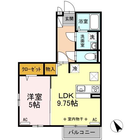 シャインー牟礼4丁目-(1LDK/1階)の間取り写真