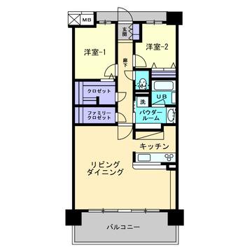 アルファステイツ一条(2LDK/2階)の間取り写真