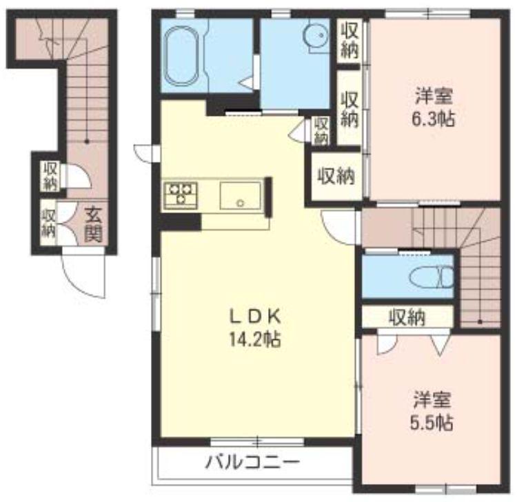 エトワール海神(2LDK/2階)の間取り写真