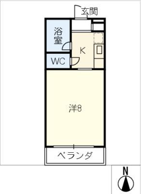 エスポワール原(1K/1階)の間取り写真