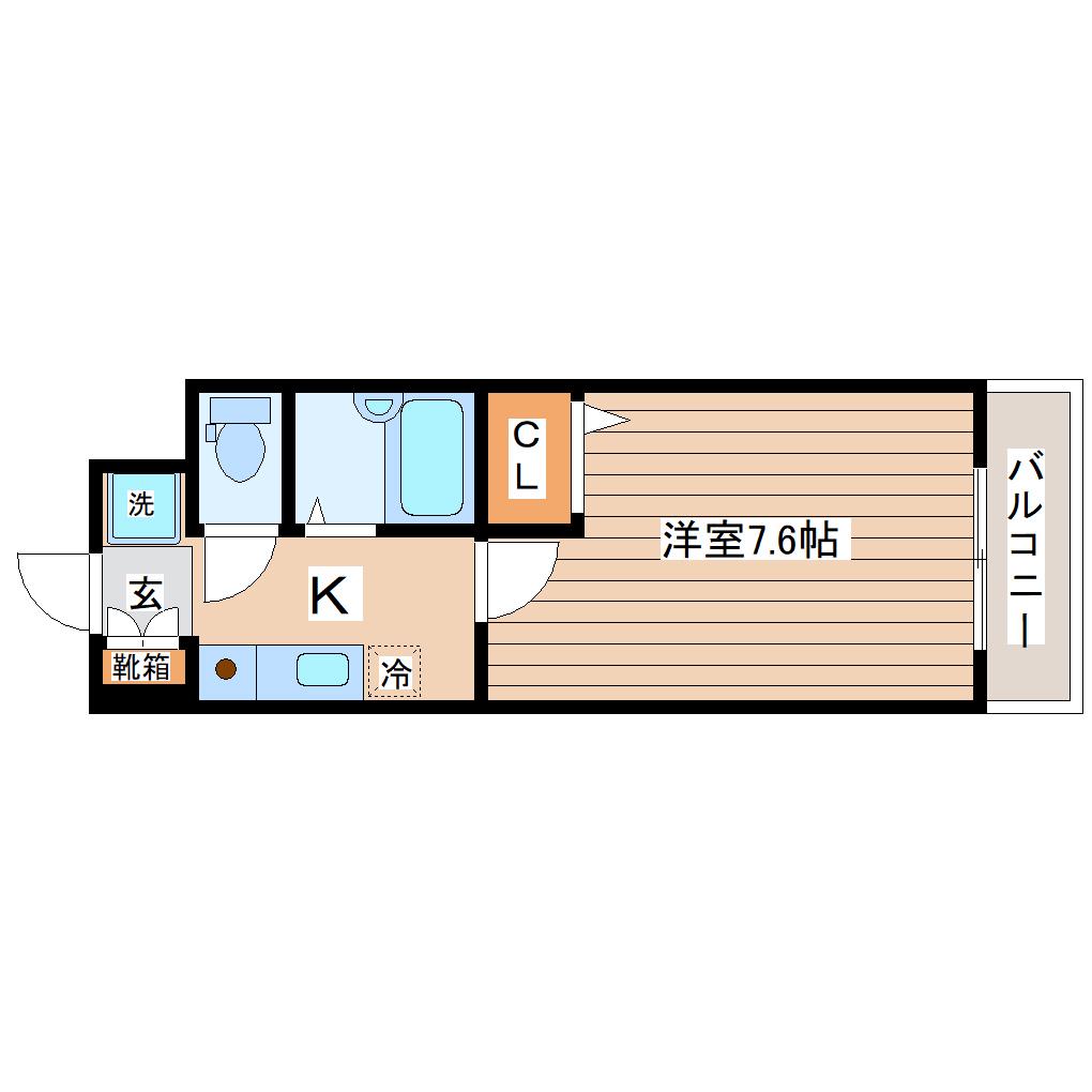 パレス仙台(1K/2階)の間取り写真