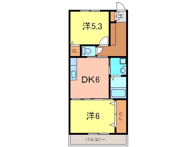 プレミール(2DK/2階)の間取り写真