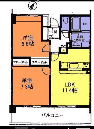 パレソレイユ(2LDK/2階)の間取り写真