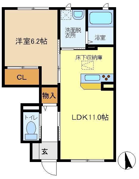 ハーモニーガーデン1(1LDK/1階)の間取り写真