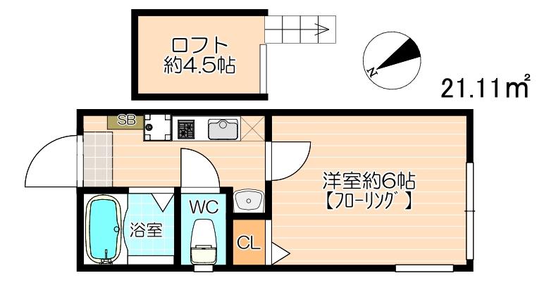 LOFTIA桜ヶ丘壱番館(1K/1階)の間取り写真