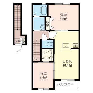 SHA MAISON ベルヒルC(2LDK/2階)の間取り写真