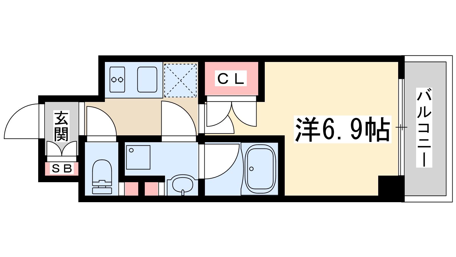 EXE北大阪(1K/2階)の間取り写真